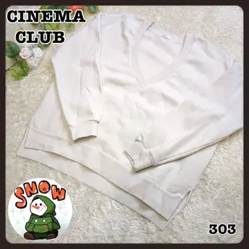 CINEMA CLUB 트레이닝복 화이트 V넥 속기모 무지