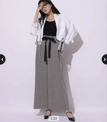 Mystrada 리본 벨트 와이드 팬츠