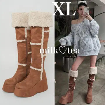 미개봉 새상품 다리치 페이크 무스탕 니하이 부츠 카멜 XL 사이즈