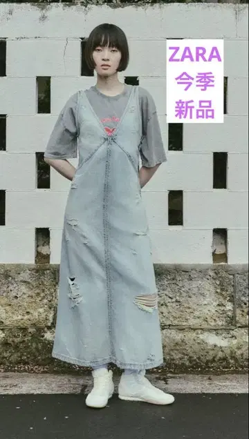 ZARA 2025 TRF 데미지 가공 데님 원피스 M 사이즈