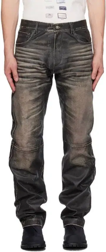 424 gray faded leather pants