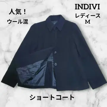 [ INDIVI ] 여성용 울 혼방 스텐 칼라 숏코트 M 사이즈