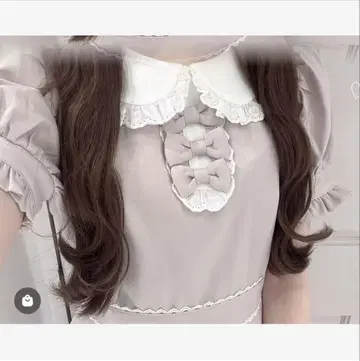 pium 둥근 카라 리본 도리 셋업