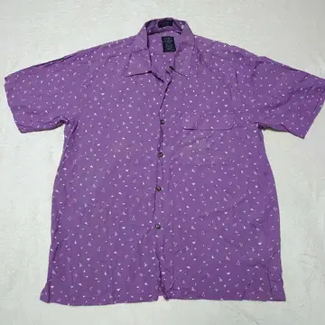 90s 반팔 올 패턴 레이온 셔츠 루프 칼라 플랩 포켓 로카빌리