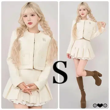 Darich 스팽글 트위드 자켓 미니 스커트 아이보리 S