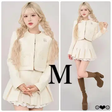 Darich 스팽글 트위드 자켓 미니 스커트 아이보리 M