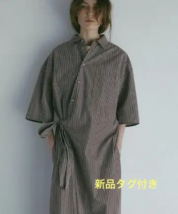 택 포함 새상품 ETRE TOKYO 하프 슬리브 스트라이프 올인원