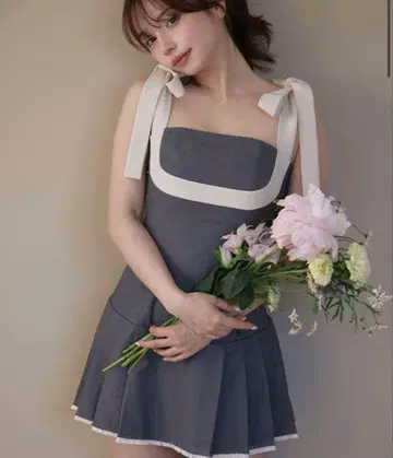 정품 andmary Chuchu pleats ribbon dress