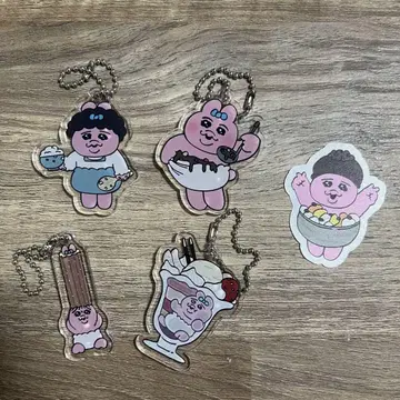 오판츄 식당 아크릴 키링 4개 세트 + 스티커 세트
