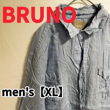 Y494 [ BRUNO ] 더블 포켓 긴팔 셔츠 [ XL ] 블루