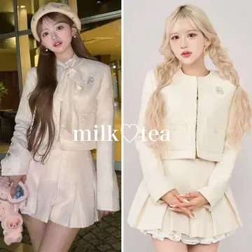 택 포함 새상품 다리치 스팽글 트위드 자켓 아이보리