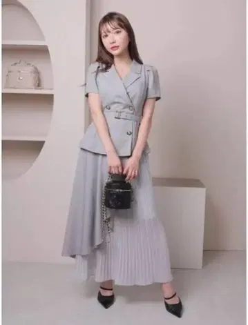 LIP SERVICE 자켓 레이어드 플리츠 원피스 립 서비스