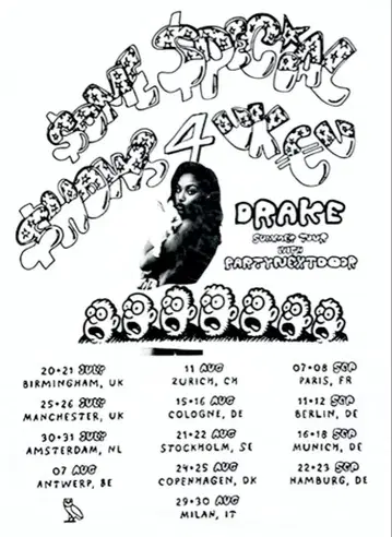 새상품 DRAKE 드레이크 그래피티T셔츠