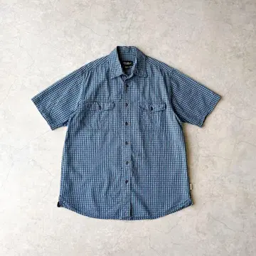 00s Eddie Bauer 박스 실루엣 반팔 시어서커 셔츠