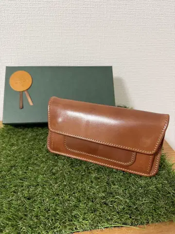 로브스타 가죽 풀 코도반 롱 트래커 지갑 내추럴 새상품급