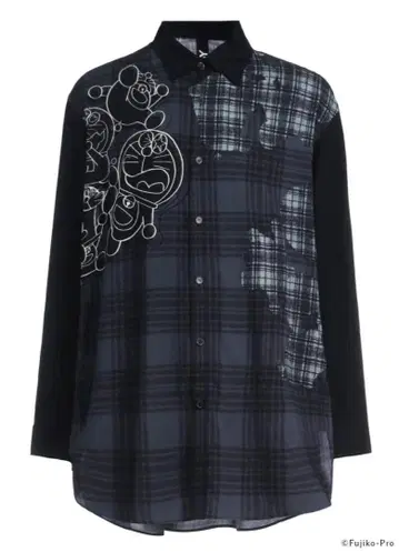 도라에몽 플래드 롱 슬리브 셔츠