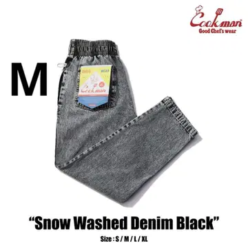 Cookman 셰프 팬츠 Washed Denim Black 데님