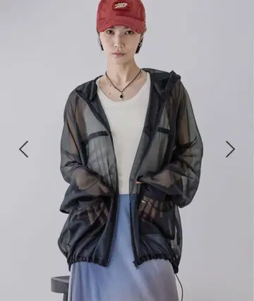 지나시스 패커블 시어 후드 블루종