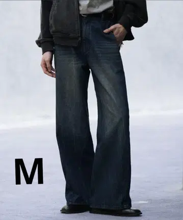 CURVED FLARE DENIM SLACKS 인디고 블루 M