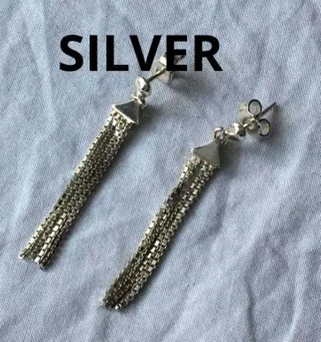 빈티지 베네치안 체인 실버 귀걸이 SILVER 프린지
