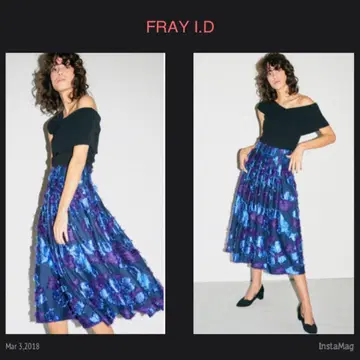FRAY I.D 플라워 자카드 스커트