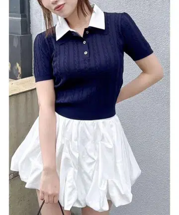 미개봉 새상품 dazzlin 더블 컬러 반팔 네이비