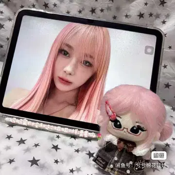 aespa 지젤 핑크색 머리 봉제 인형