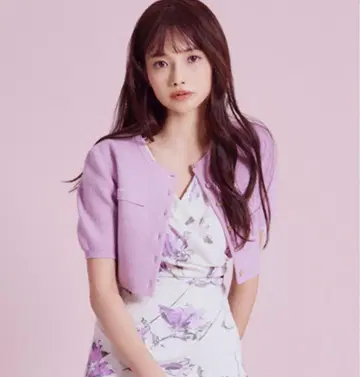 스나이델 크롭 하프 슬리브 가디건 핑크