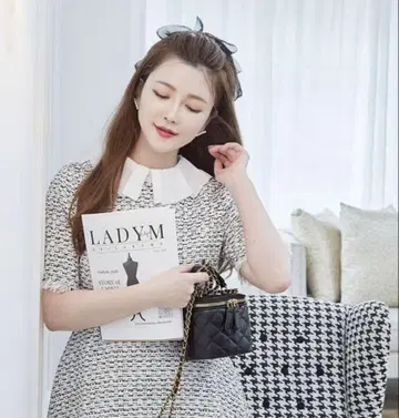 LADYM 라디엠 쉬폰 컬러 트위드 원피스
