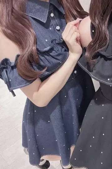evelyn 비쥬 오프숄더 OP 원피스 denim