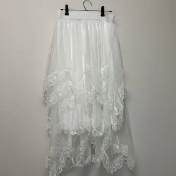 ROMWE 화이트 화이트 레이스 롱 스커트 티어드 플레어