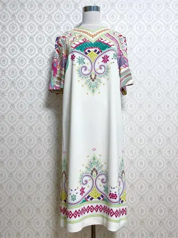 새상품 ETRO 에트로 화이트 계열 페이즐리 무늬 원피스