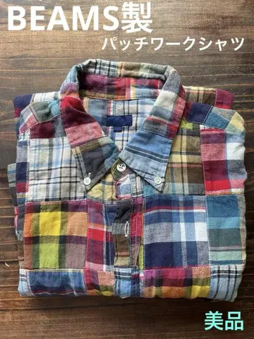 BEAMS 패치워크 반팔 셔츠 새상품급