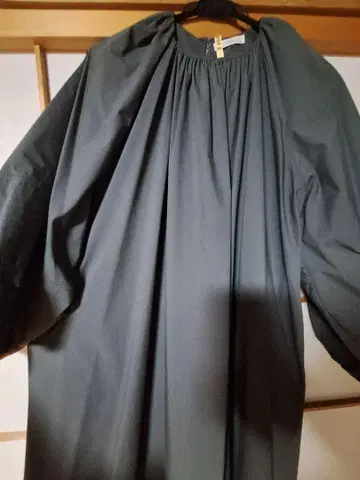 요리 그레이 벌룬 슬리브 롱 원피스