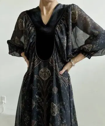 VELOUR DOCKING SCARF DRESS 그린 S m950