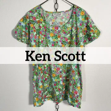 이탈리아제 최고급 Ken Scott 꽃무늬 티셔츠 사이즈 44 코튼