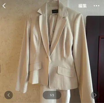 베이지 슬림핏 자켓 세트