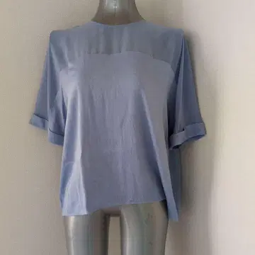 ZARA 라이트 블루 반팔 셔츠 롤업 소매 38