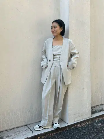 MIESLOHE Linen like 3 tuck pants