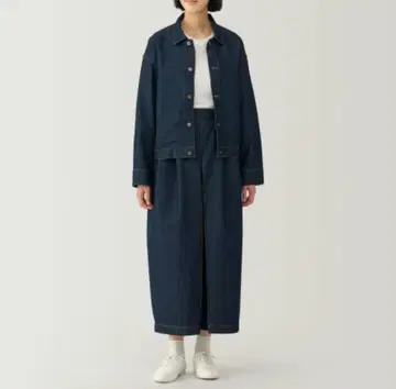 무인양품 여성 와시콘 데님 팬츠 여성용 다크 네이비 여성
