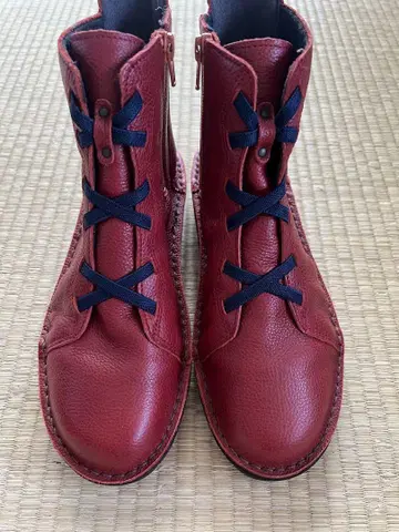 마르멜로 천연 가죽 빨간색 계열 숏부츠 24cm