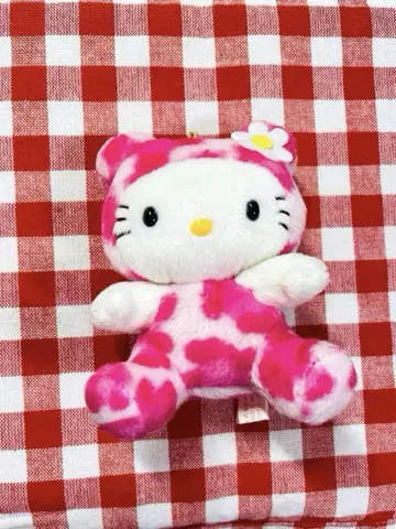 산리오 vivitix 헬로키티 레오파드 무늬 봉제 인형 마스코트 핑크
