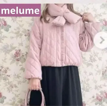 머플러 포함 퀼트 자켓 핑크 melume 양산 귀여운