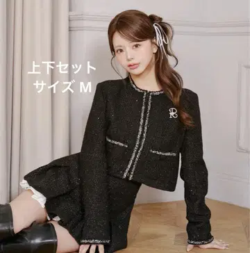 다리치 스팽글 트위드 자켓 스팽글 트위드 미니 스커트