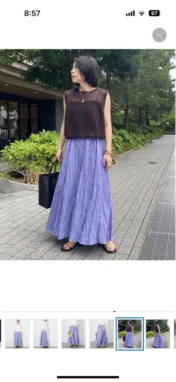 SLOBE IENA 크링클 플레어 스커트