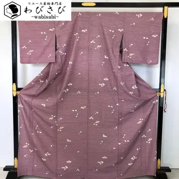홑옷 코몬 가로 줄무늬에 나뭇잎 패턴 반색 톨 사이즈 K-5235