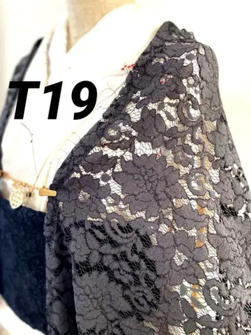 T-19 얇은 겉옷 차콜 그레이 레이스 모몽가 코트 기모노 긴 겉옷 겉옷