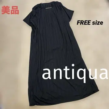 새상품급 antiqua 볼륨 플리츠 롱 원피스 블랙 프리 사이즈