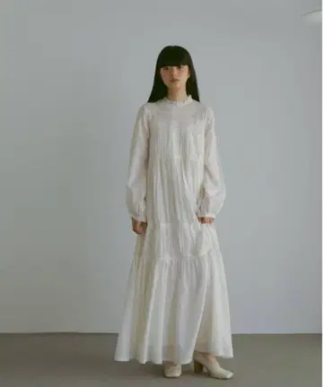 casa fline 자수 롱 드레스 화이트 v500