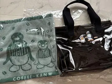 핑구 커피관 콜라보 클리어 토트백 핸드 타월 미사용 새상품